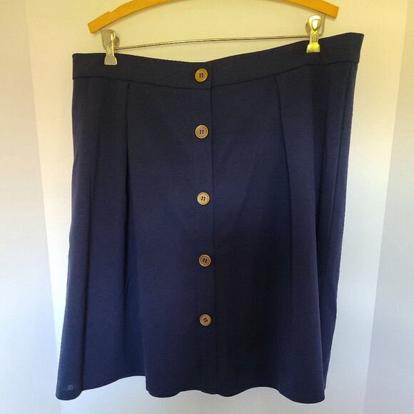 Agnes Orinda Dresses & Skirts - AGNES ORINDA WOMEN'S NAVY-BLUE MIDI COMFY STRETCH  A-LINE SKIRT SIZE  2X